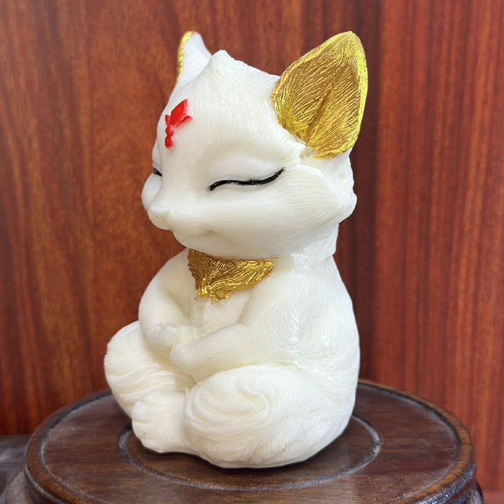 Buddha Stones九尾の狐 彫刻 象牙 フルーツ 祝福 室内装飾 - image 4