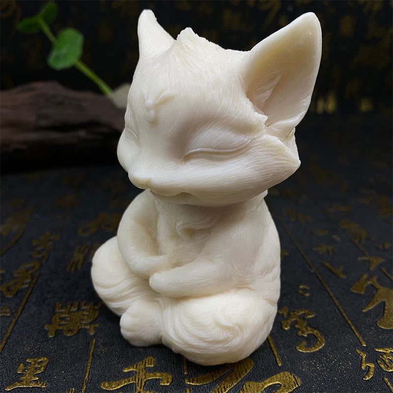 Buddha Stones九尾の狐 彫刻 象牙 フルーツ 祝福 室内装飾 - image 18