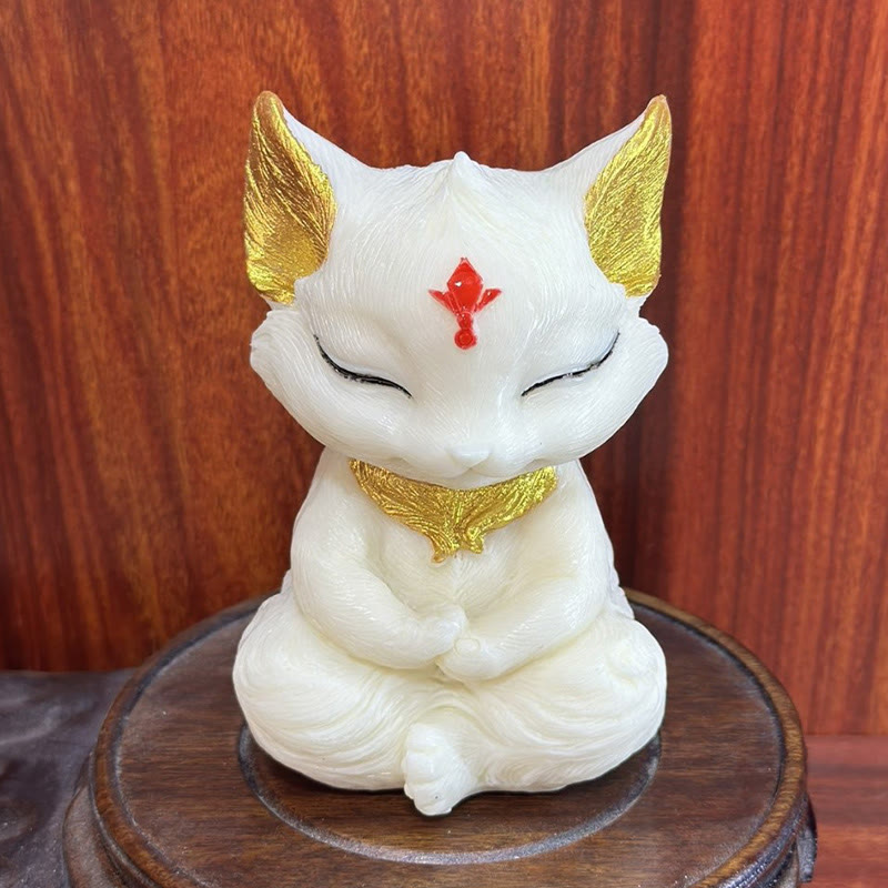 Buddha Stones九尾の狐 彫刻 象牙 フルーツ 祝福 室内装飾 - image 2