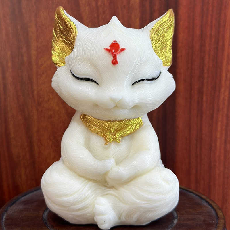 Buddha Stones九尾の狐 彫刻 象牙 フルーツ 祝福 室内装飾 - image 10