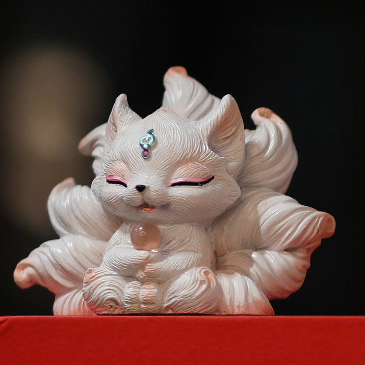 Buddha Stonesミニ九尾狐幸運樹脂ホームデスク装飾 - image 8