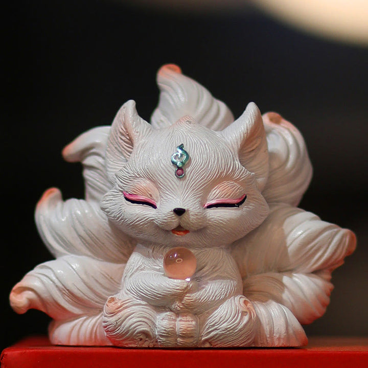 Buddha Stonesミニ九尾狐幸運樹脂ホームデスク装飾 - image 9