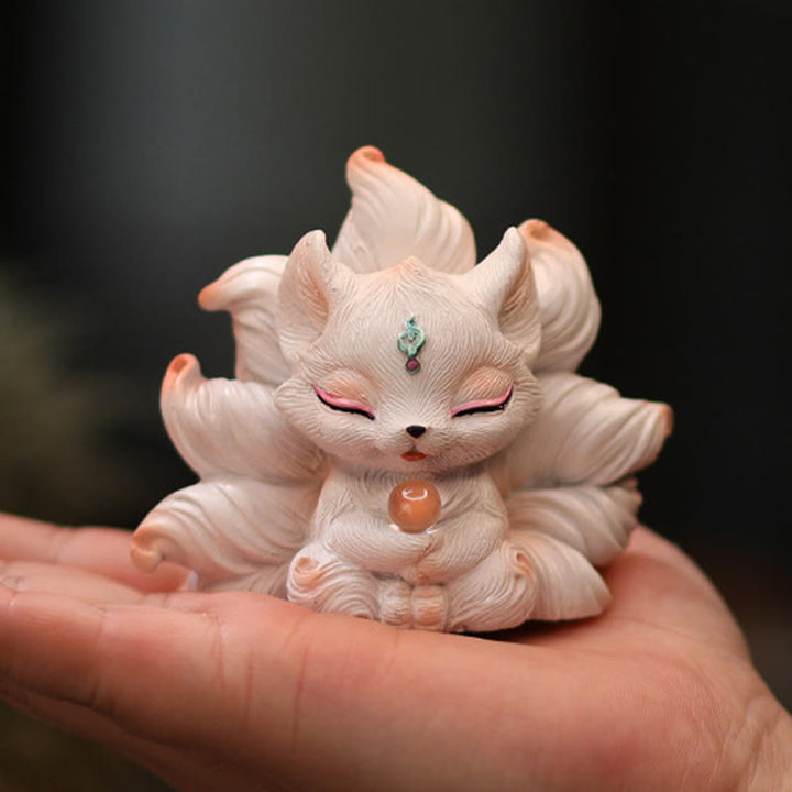 Buddha Stonesミニ九尾狐幸運樹脂ホームデスク装飾 - image 4