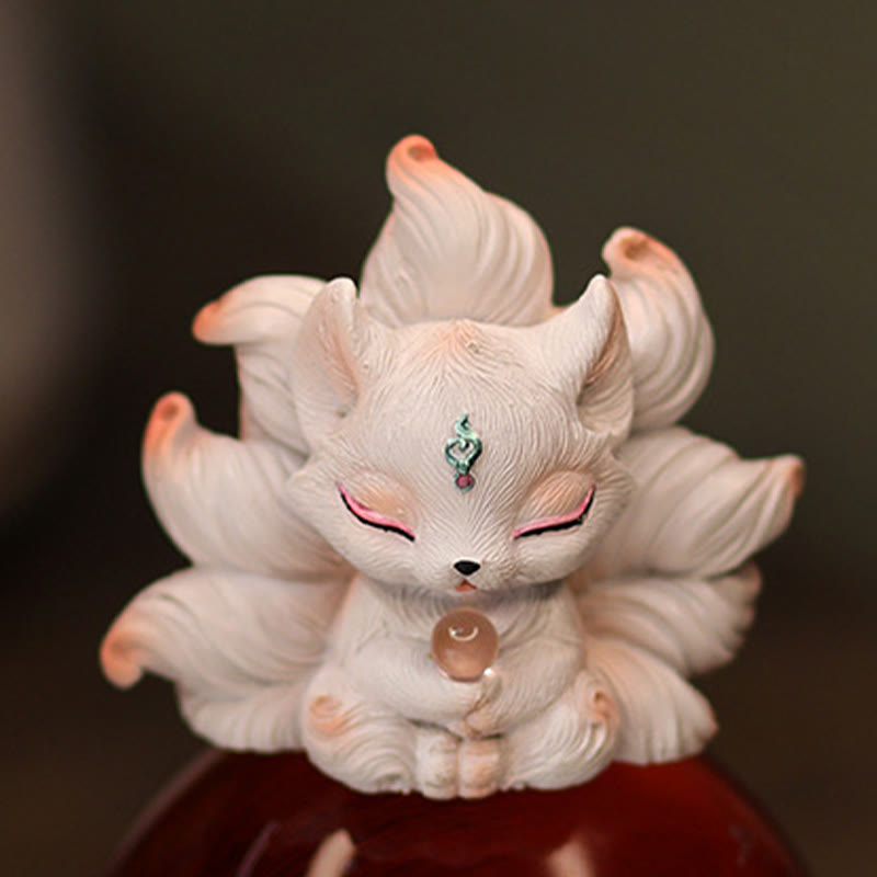 Buddha Stonesミニ九尾狐幸運樹脂ホームデスク装飾 - image 6