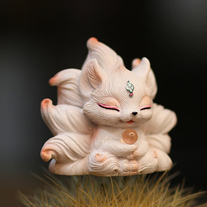 Buddha Stonesミニ九尾狐幸運樹脂ホームデスク装飾