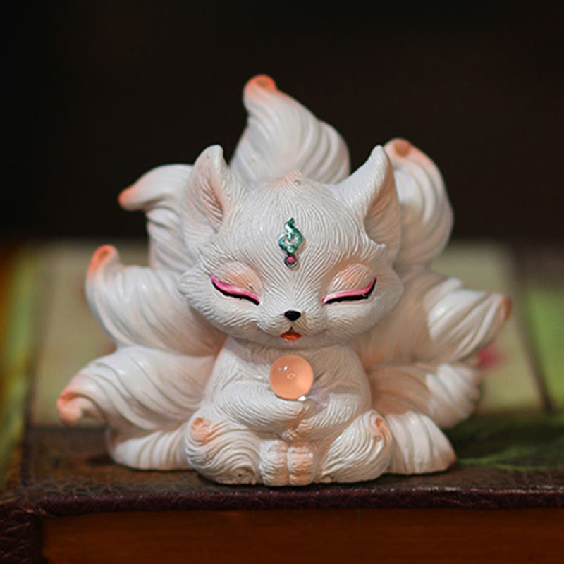 Buddha Stonesミニ九尾狐幸運樹脂ホームデスク装飾 - image 12