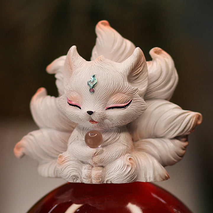Buddha Stonesミニ九尾狐幸運樹脂ホームデスク装飾