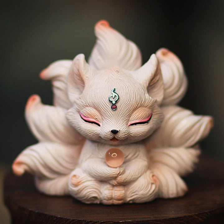 Buddha Stonesミニ九尾狐幸運樹脂ホームデスク装飾 - image 10