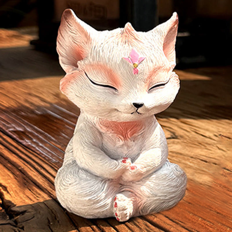 Buddha Stones小さな九尾の狐 座像 守護 樹脂製 室内装飾 - image 8