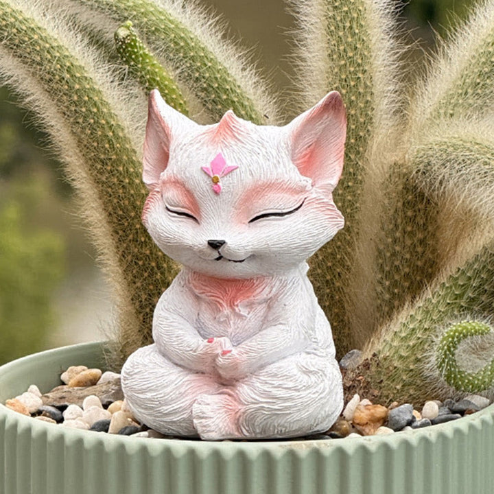 Buddha Stones小さな九尾の狐 座像 守護 樹脂製 室内装飾 - 九尾の狐 10*6*6cm - image 0