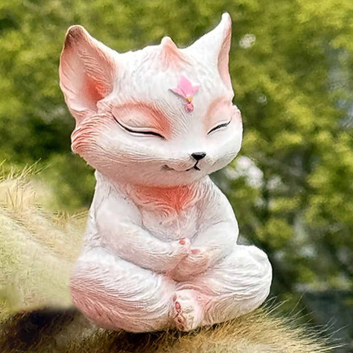 Buddha Stones小さな九尾の狐 座像 守護 樹脂製 室内装飾 - image 9