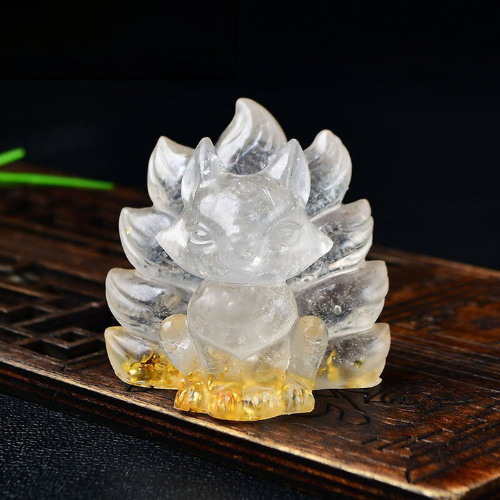 Buddha Stones天然石各種 クリスタル ストロベリークォーツ アメジスト 九尾の狐 守護 家の装飾
