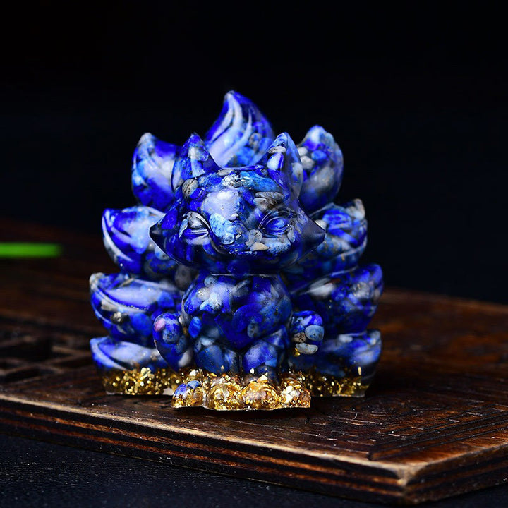 Buddha Stones天然石各種 クリスタル ストロベリークォーツ アメジスト 九尾の狐 守護 家の装飾 - ラズライト 5.5×4.5×5.5cm - image 34