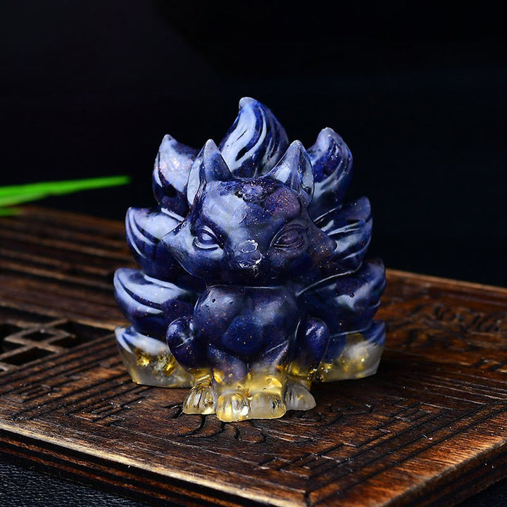 Buddha Stones天然石各種 クリスタル ストロベリークォーツ アメジスト 九尾の狐 守護 家の装飾