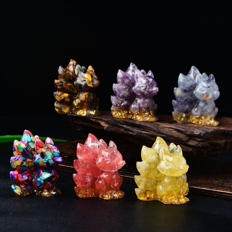Buddha Stones天然石各種 クリスタル ストロベリークォーツ アメジスト 九尾の狐 守護 家の装飾