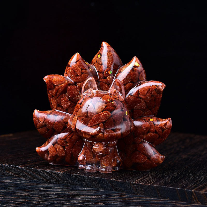 Buddha Stones小型 各種石 ピンククリスタル シトリン アメジスト 九尾の狐 温もりのある室内装飾 - レッドゴールドストーン 8.8×6.9×8cm - image 16