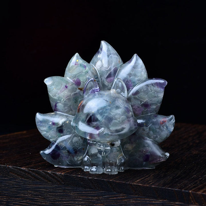 Buddha Stones小型 各種石 ピンククリスタル シトリン アメジスト 九尾の狐 温もりのある室内装飾 - 蛍石 8.8×6.9×8cm - image 14