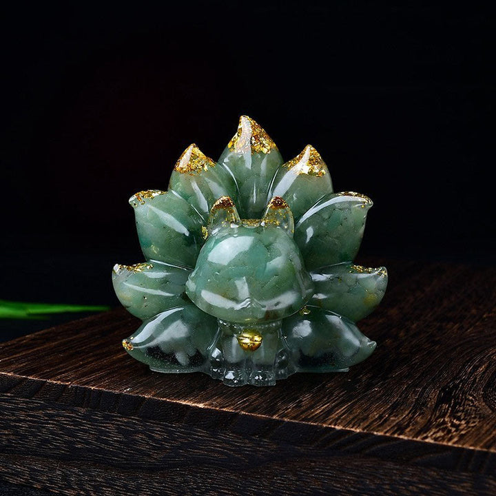 Buddha Stones小型 各種石 ピンククリスタル シトリン アメジスト 九尾の狐 温もりのある室内装飾 - グリーンアベンチュリン 8.8×6.9×8cm - image 24