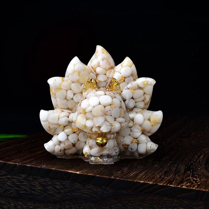 Buddha Stones小型 各種石 ピンククリスタル シトリン アメジスト 九尾の狐 温もりのある室内装飾 - ホワイトシェル 8.8×6.9×8cm - image 26