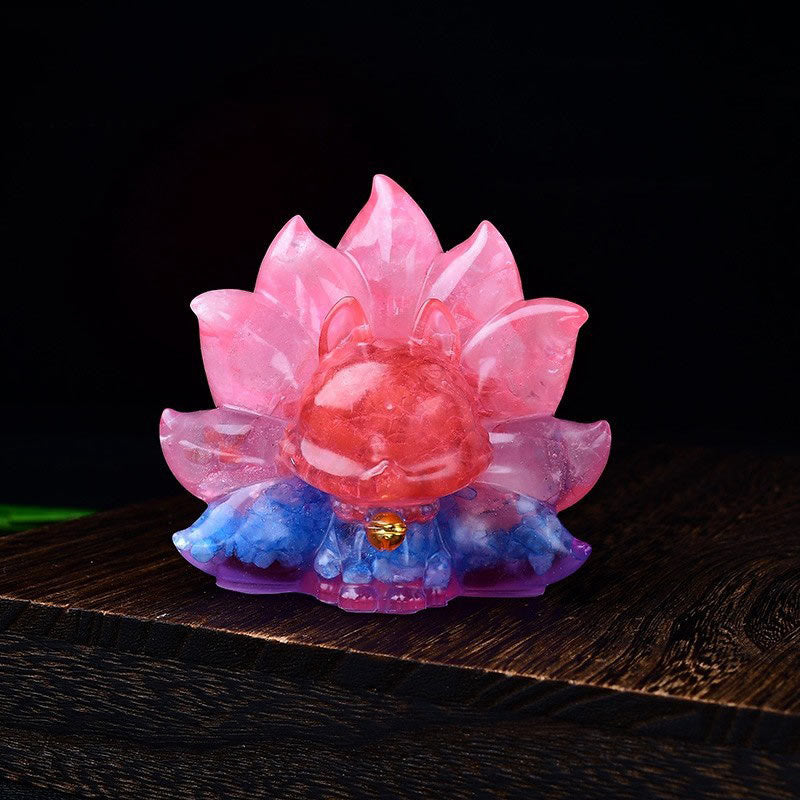 Buddha Stones小型 各種石 ピンククリスタル シトリン アメジスト 九尾の狐 温もりのある室内装飾 - アクアマリン＋レッドストーン＋ピンククリスタル 8.8×6.9×8cm - image 27