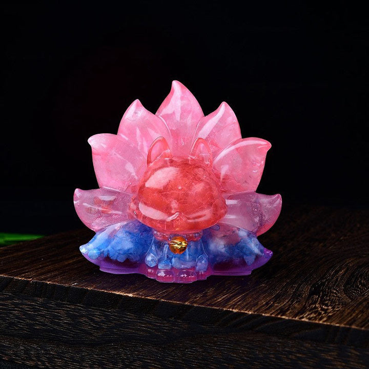 Buddha Stones小型 各種石 ピンククリスタル シトリン アメジスト 九尾の狐 温もりのある室内装飾 - アクアマリン＋レッドストーン＋ピンククリスタル 8.8×6.9×8cm - image 27