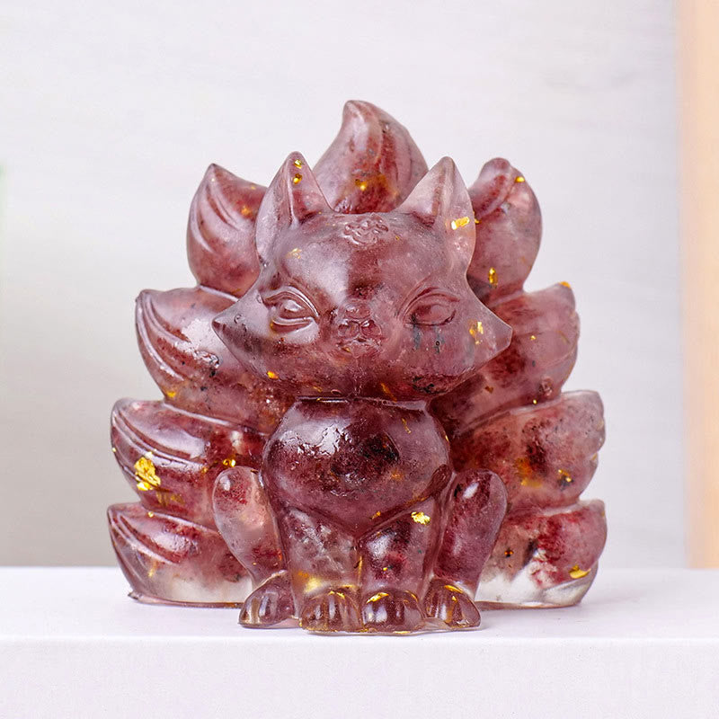 Buddha Stones小型 各種石 ストロベリークォーツ アメジスト グリーンアベンチュリン 九尾の狐 癒し 室内装飾