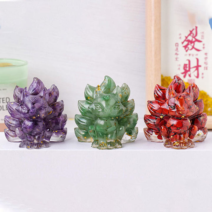 Buddha Stones小型 各種石 ストロベリークォーツ アメジスト グリーンアベンチュリン 九尾の狐 癒し 室内装飾
