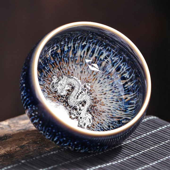 Buddha Stones手作り 中国 建禅 鯉 蓮 龍 鳳凰 12干支 陶器 ティーカップ カンフー ティーカップ 70ml
