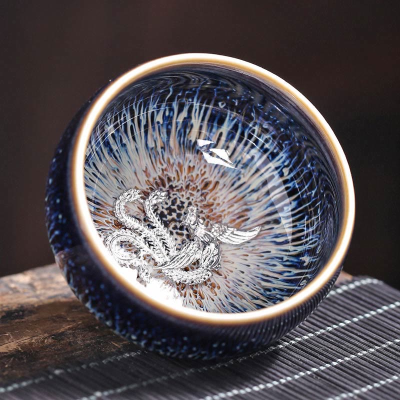 Buddha Stones手作り 中国 建禅 鯉 蓮 龍 鳳凰 12干支 陶器 ティーカップ カンフー ティーカップ 70ml