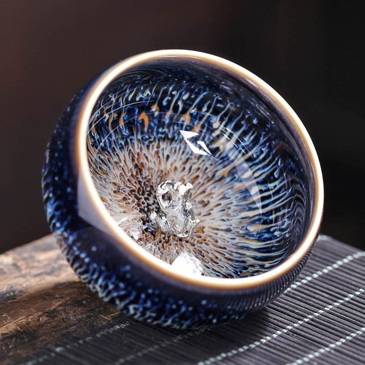 Buddha Stones手作り 中国 建禅 鯉 蓮 龍 鳳凰 12干支 陶器 ティーカップ カンフー ティーカップ 70ml