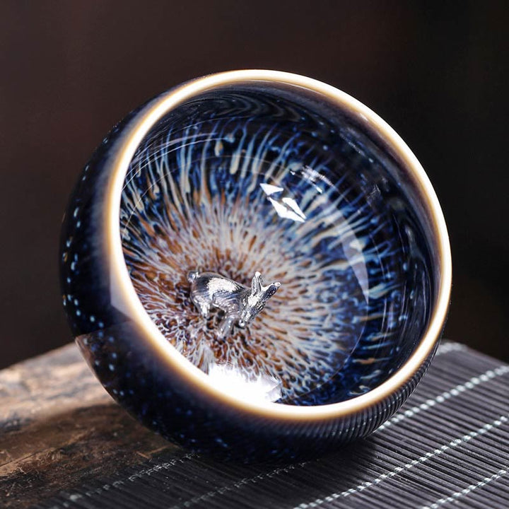 Buddha Stones手作り 中国 建禅 鯉 蓮 龍 鳳凰 12干支 陶器 ティーカップ カンフー ティーカップ 70ml