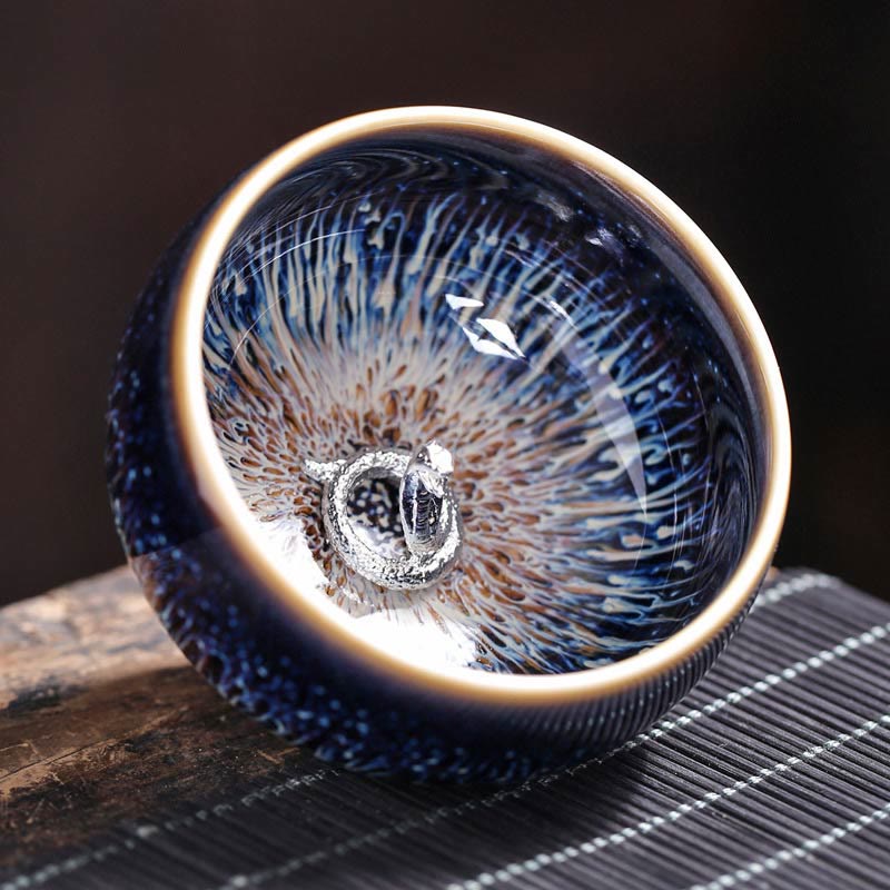 Buddha Stones手作り 中国 建禅 鯉 蓮 龍 鳳凰 12干支 陶器 ティーカップ カンフー ティーカップ 70ml