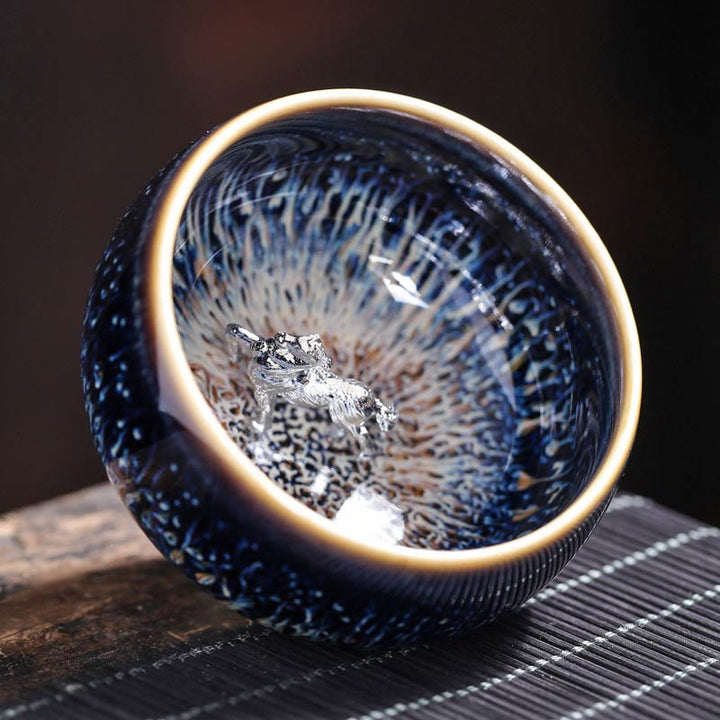 Buddha Stones手作り 中国 建禅 鯉 蓮 龍 鳳凰 12干支 陶器 ティーカップ カンフー ティーカップ 70ml