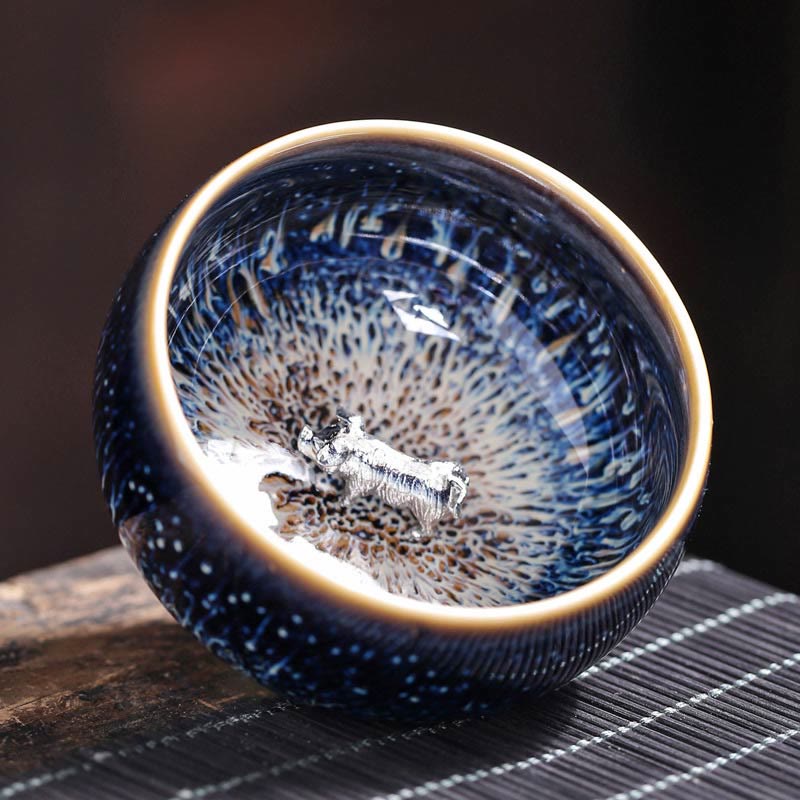 Buddha Stones手作り 中国 建禅 鯉 蓮 龍 鳳凰 12干支 陶器 ティーカップ カンフー ティーカップ 70ml