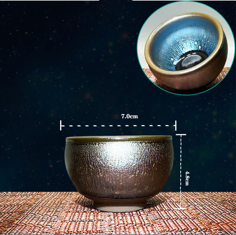 Buddha Stones手作り中国製Jianzhan油滴スポットパターンセラミックティーカップ天目カンフーティーカップ150ml