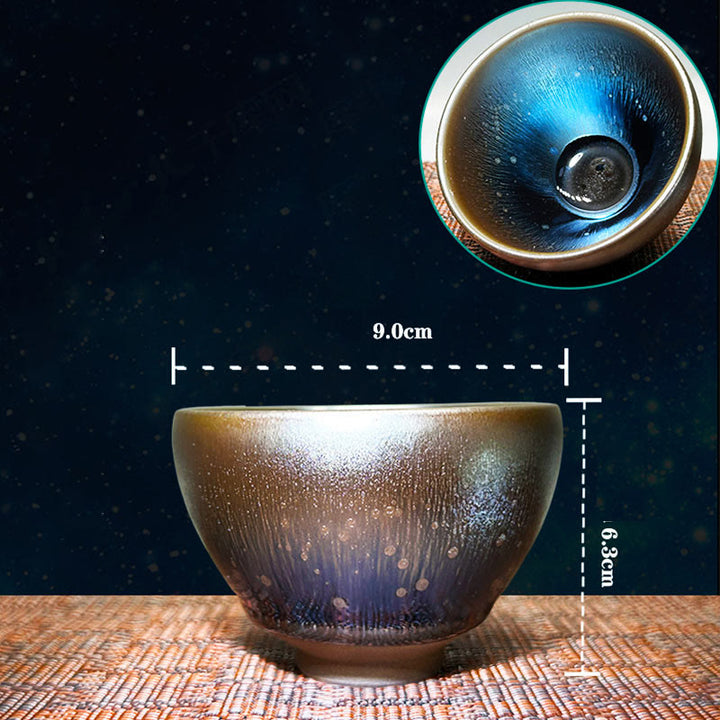 Buddha Stones手作り中国製Jianzhan油滴スポットパターンセラミックティーカップ天目カンフーティーカップ150ml - 9×6.3cm×150ml - image 11