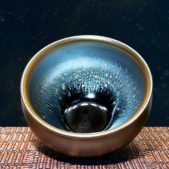 Buddha Stones手作り中国製Jianzhan油滴スポットパターンセラミックティーカップ天目カンフーティーカップ150ml