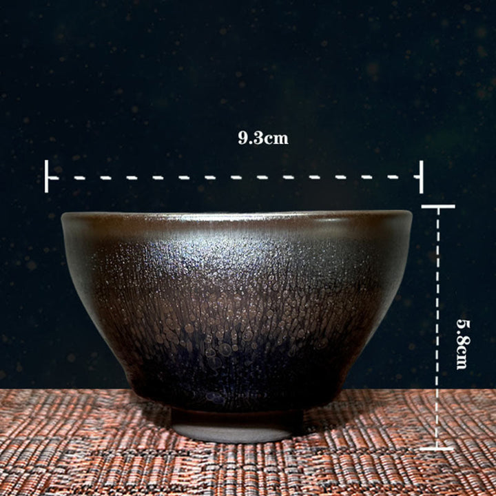 Buddha Stones手作り中国製Jianzhan油滴スポットパターンセラミックティーカップ天目カンフーティーカップ150ml