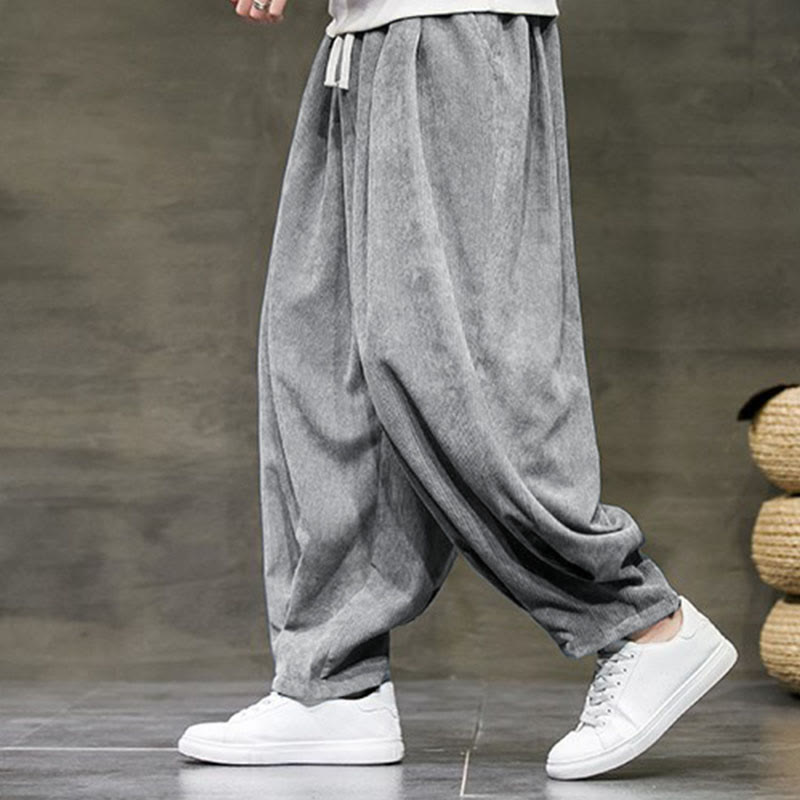 Buddha Stonesカジュアル 無地 コットン ブルマー メンズ パンツ ポケット付き - グレー - US/UK/AU46、 EU56 (5XL) - image 9