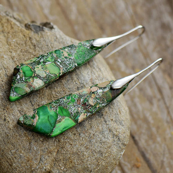 Buddha Stones天然エンペラーストーン 幾何学模様 クリスタル アンチストレスイヤリング - image 6