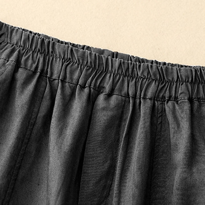 Buddha Stones夏 無地 サイドボタンデザイン コットンリネン レディース ハーレムパンツ ポケット付き - image 13