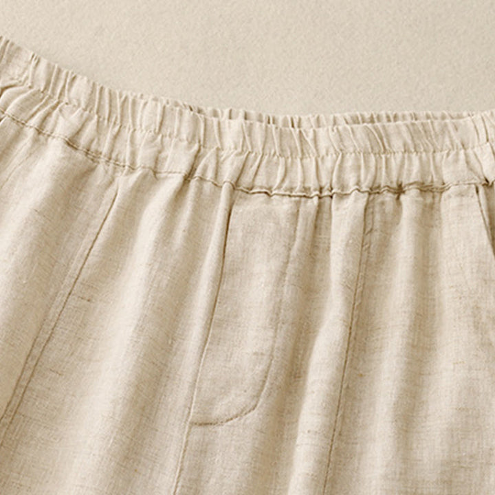 Buddha Stones夏 無地 サイドボタンデザイン コットンリネン レディース ハーレムパンツ ポケット付き - image 6