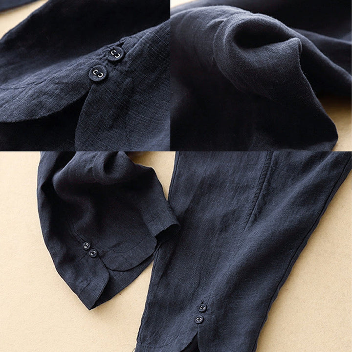 Buddha Stones夏 無地 サイドボタンデザイン コットンリネン レディース ハーレムパンツ ポケット付き - image 22