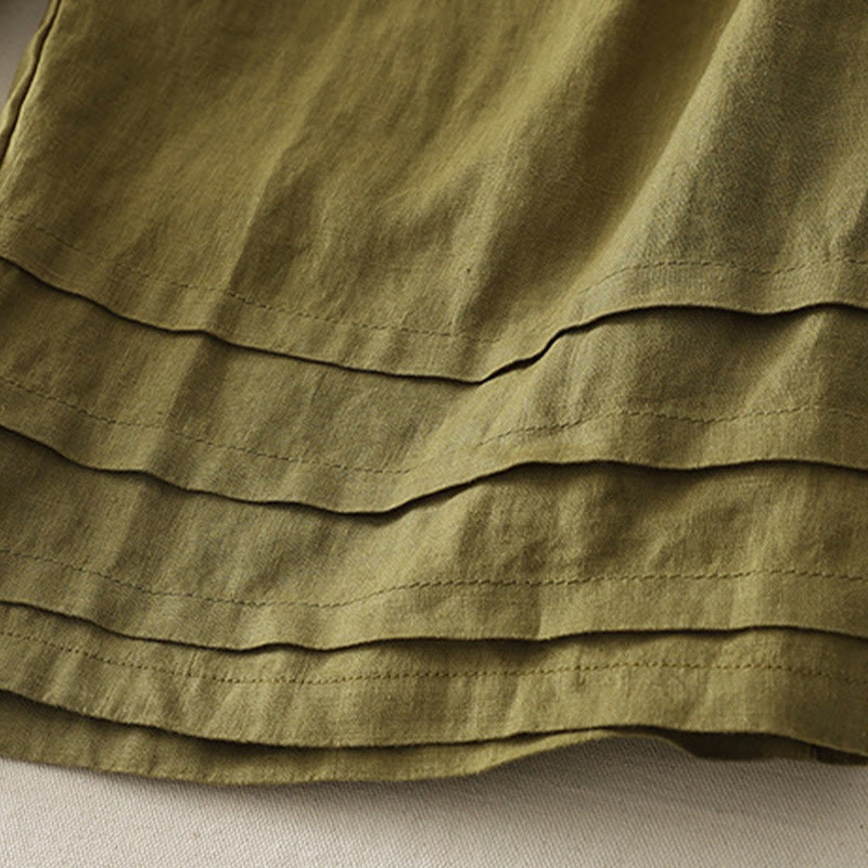 Buddha Stonesヴィンテージ 無地 プリーツカフスデザイン コットンリネン レディース ワイドレッグパンツ ポケット付き - image 15