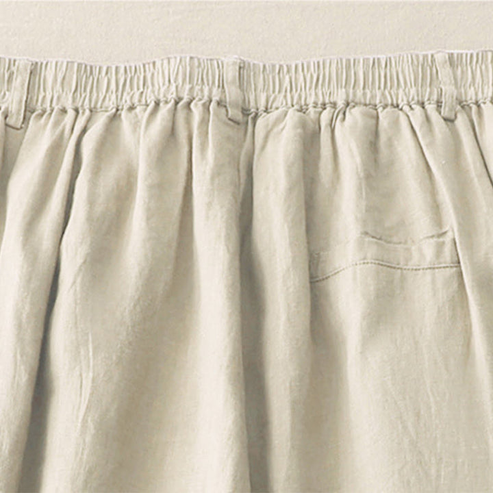 Buddha Stonesヴィンテージ 無地 プリーツカフスデザイン コットンリネン レディース ワイドレッグパンツ ポケット付き - image 4