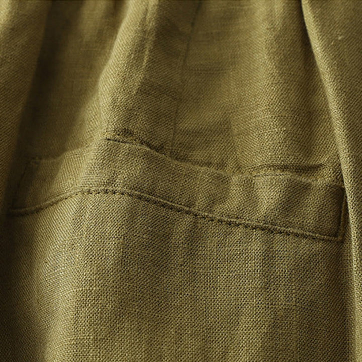 Buddha Stonesヴィンテージ 無地 プリーツカフスデザイン コットンリネン レディース ワイドレッグパンツ ポケット付き - image 13