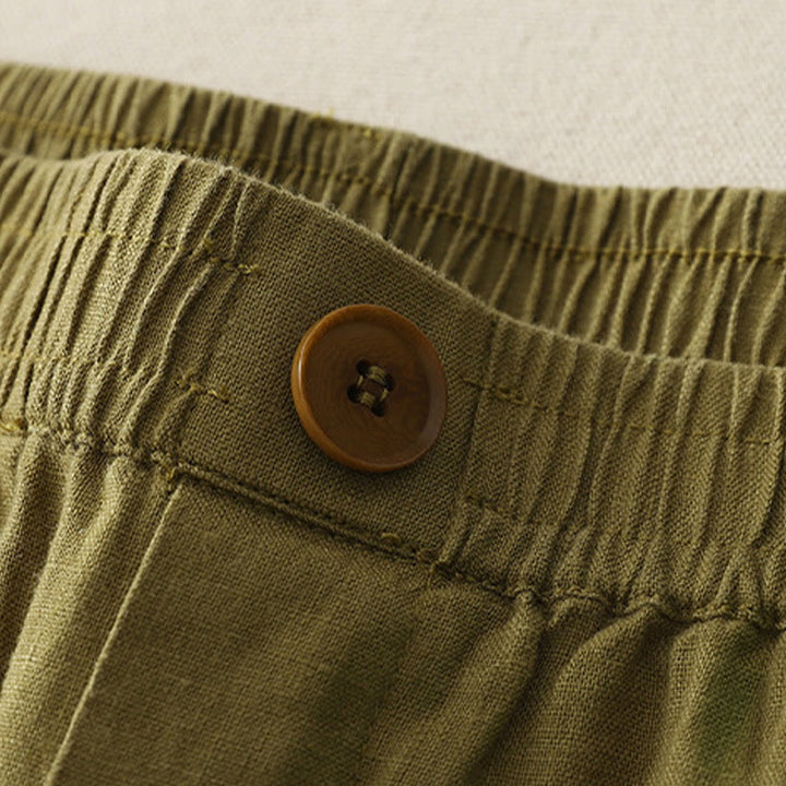 Buddha Stonesヴィンテージ 無地 プリーツカフスデザイン コットンリネン レディース ワイドレッグパンツ ポケット付き - image 8