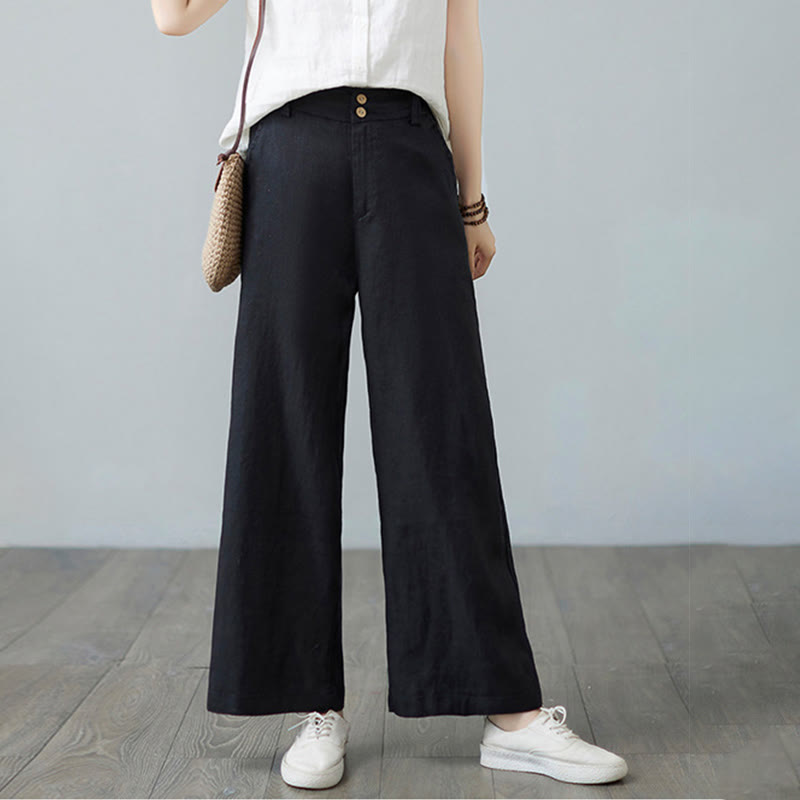 Buddha Stonesデイリー 無地 パッチワーク シンプルデザイン コットンリネン レディース パンツ ポケット付き - image 23