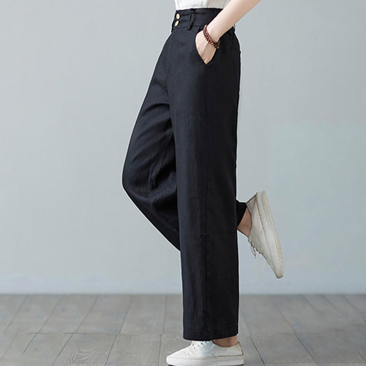 Buddha Stonesデイリー 無地 パッチワーク シンプルデザイン コットンリネン レディース パンツ ポケット付き - image 26