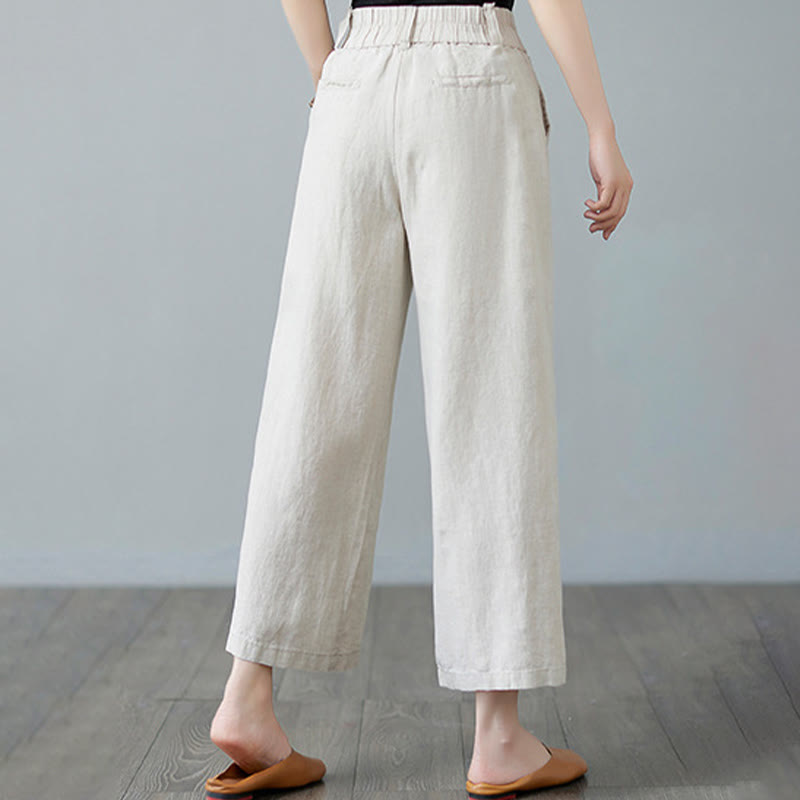 Buddha Stonesデイリー 無地 パッチワーク シンプルデザイン コットンリネン レディース パンツ ポケット付き - image 6